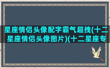 星座情侣头像配字霸气超拽(十二星座情侣头像图片)(十二星座专属情侣头像图片 一整套)